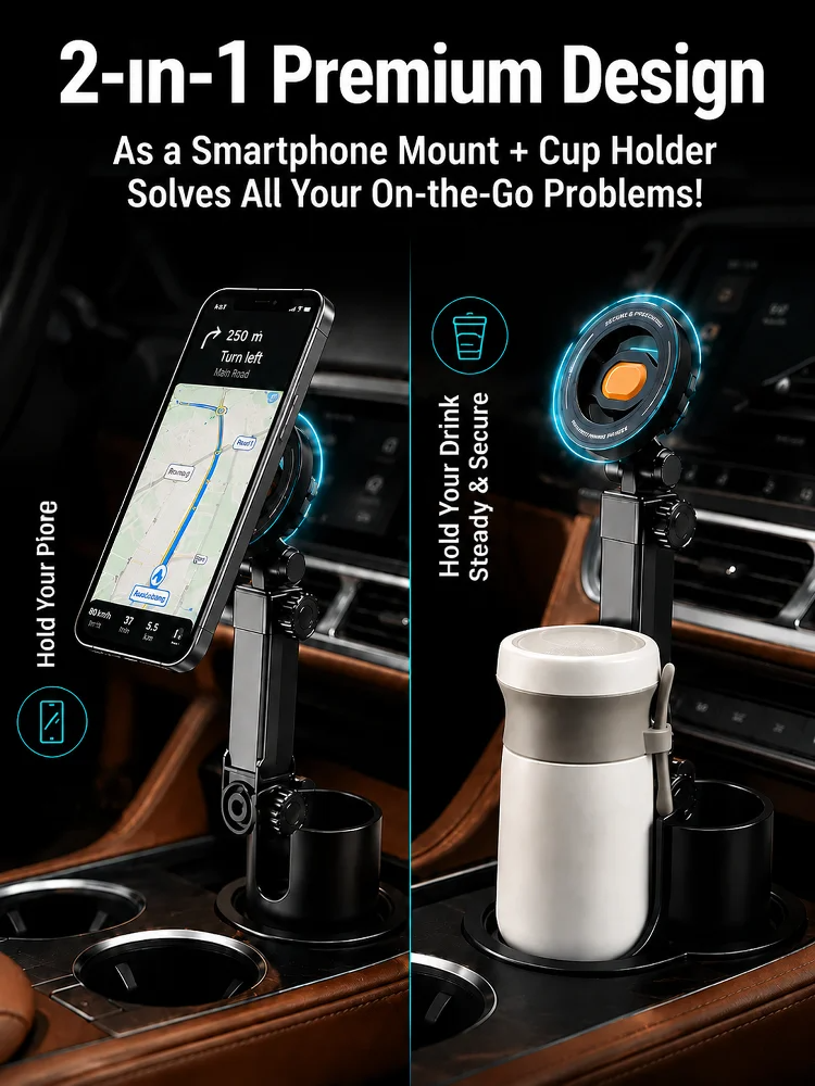 Adjustable Magnetic Phone and Cup Holder