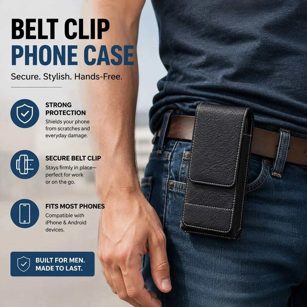 Waist Belt Cell Phone Pouch 📱 Multi-Pocket Leather Holster with Card Holder