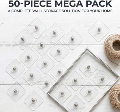 Drill Free Adhesive Hooks 50 Packs