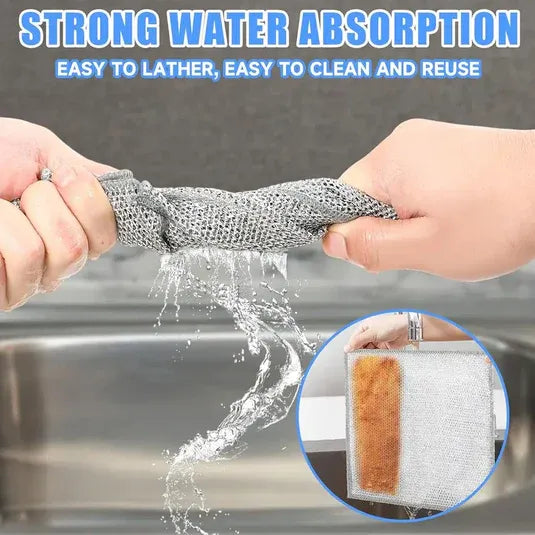 Wet Dry Non-Scratch Wire Dishcloth, Reusable Kitchen Cleaning Rag