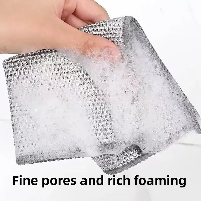 Wet Dry Non-Scratch Wire Dishcloth, Reusable Kitchen Cleaning Rag