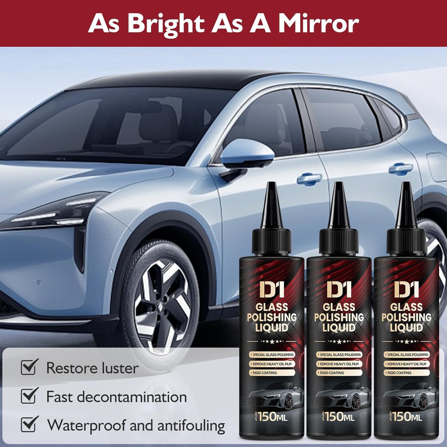 D1 Glass Polishing Liquid Glass Car Polish  Pack of 3