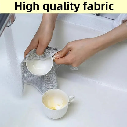 Wet Dry Non-Scratch Wire Dishcloth, Reusable Kitchen Cleaning Rag