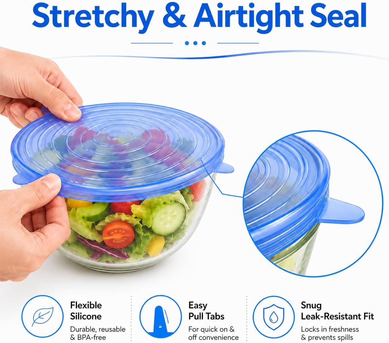 Reusable Silicone Stretch Lids Set Of Silicone Fresh-keeping Covers