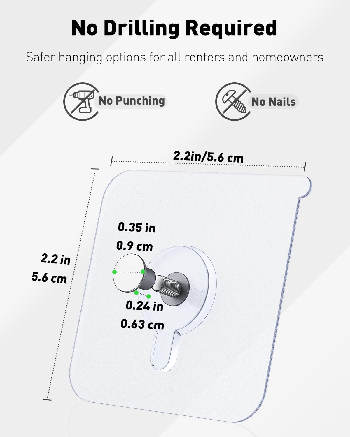 Drill Free Adhesive Hooks 50 Packs