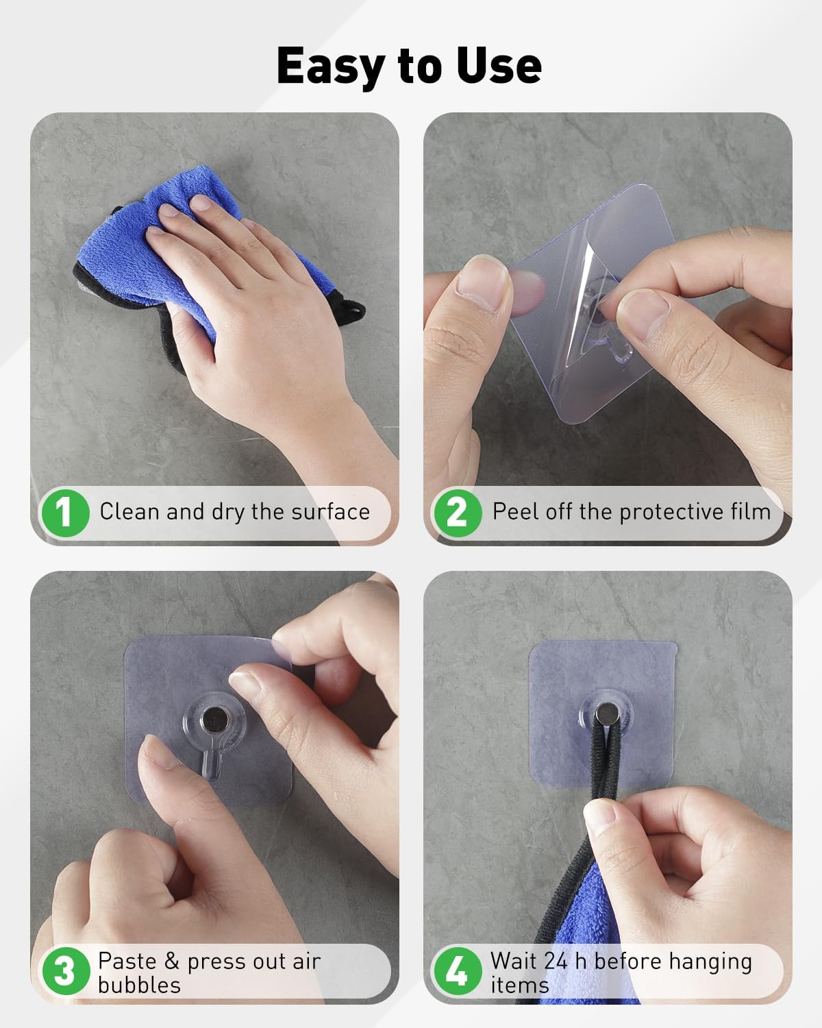Drill Free Adhesive Hooks 50 Packs