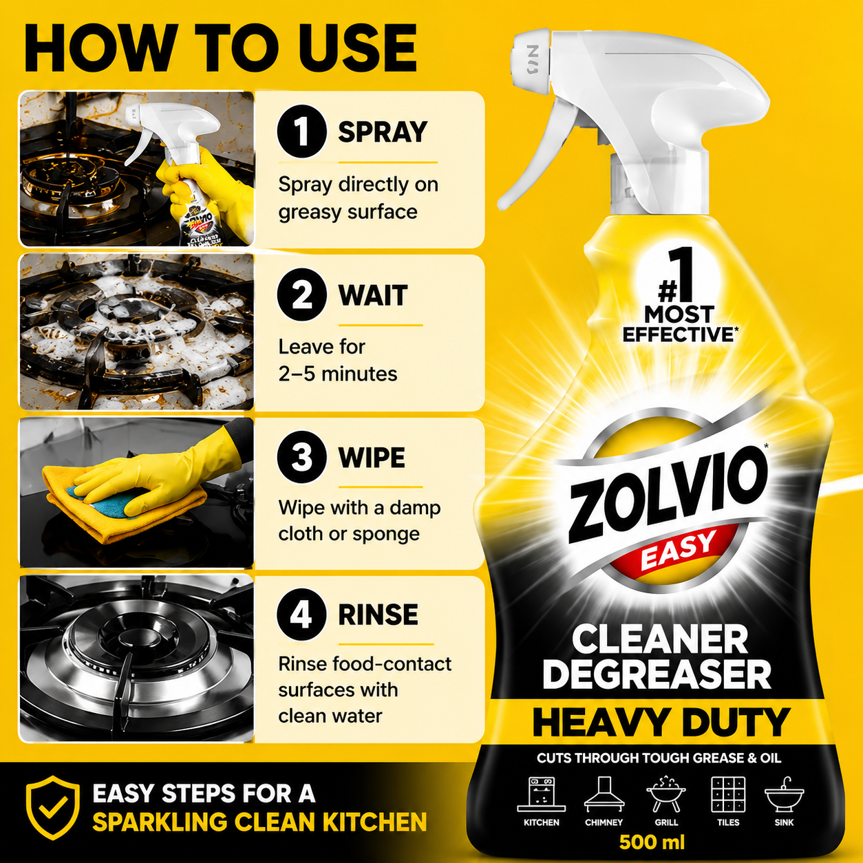 ZOLVIO EASY™ Heavy Duty Kitchen Degreaser Spray | Buy 1 Get 1 FREE