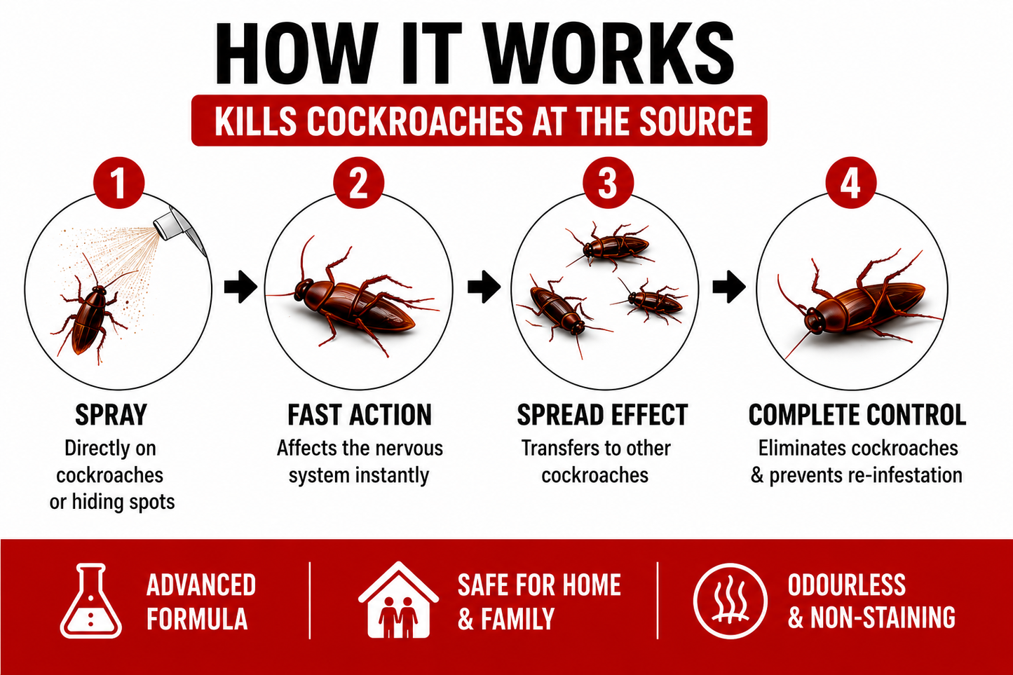 Cockroach Hunter Odourless Killer Spray with Extra Refill BUY 1 GET 1 FREE