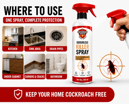 Cockroach Hunter Odourless Killer Spray with Extra Refill BUY 1 GET 1 FREE