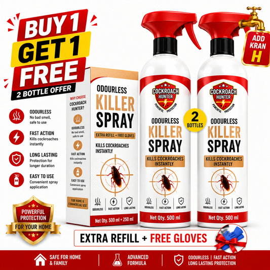 Cockroach Hunter Odourless Killer Spray with Extra Refill BUY 1 GET 1 FREE