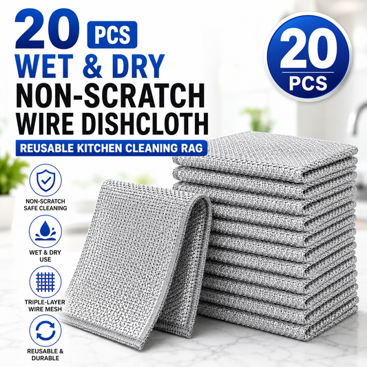 Wet Dry Non-Scratch Wire Dishcloth, Reusable Kitchen Cleaning Rag
