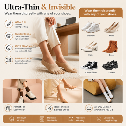 Orthopedic Invisible Toe Socks | Summer Five-Toe Shallow Socks 3 PACK