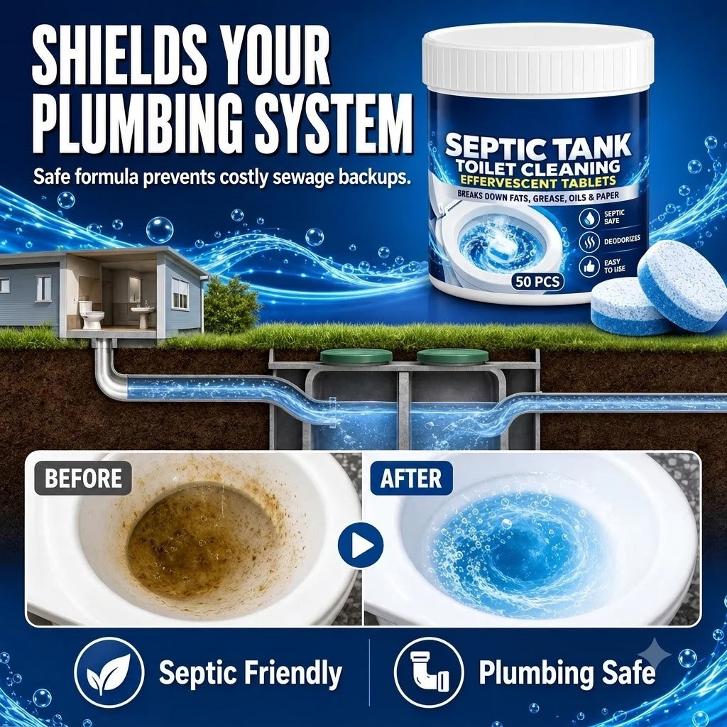 Septic Tank Safe Toilet Cleaning Effervescent Tablets