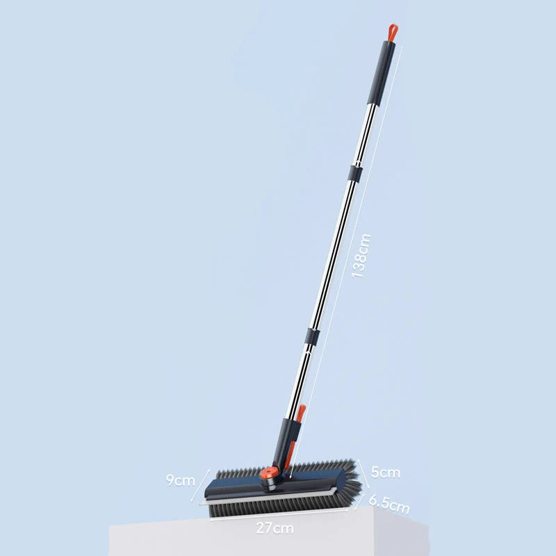 3-in-1 Floor Scrub Brush with Long Handle – Heavy-Duty Stiff Bristles for Bathroom, Kitchen, Patio & More 🧽✨