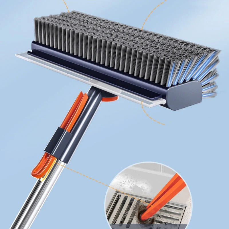 3-in-1 Floor Scrub Brush with Long Handle – Heavy-Duty Stiff Bristles for Bathroom, Kitchen, Patio & More 🧽✨