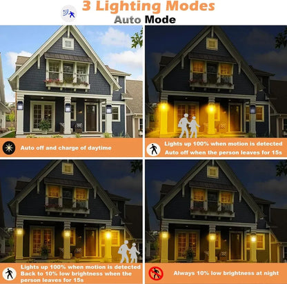 Solar Wall Lantern with 3 Lighting Modes and IP65 Waterproof
