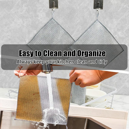 Wet Dry Non-Scratch Wire Dishcloth, Reusable Kitchen Cleaning Rag