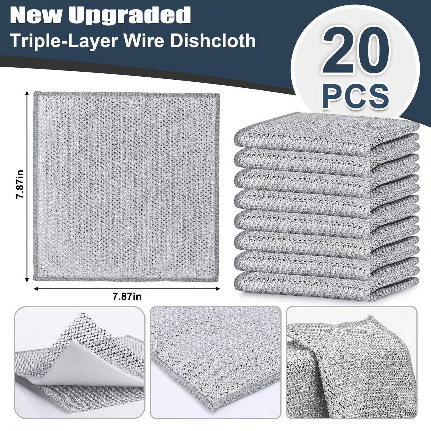 Wet Dry Non-Scratch Wire Dishcloth, Reusable Kitchen Cleaning Rag