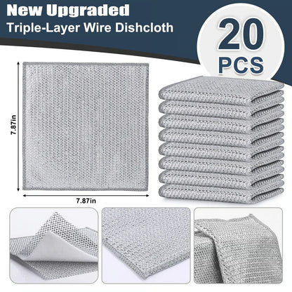 Wet Dry Non-Scratch Wire Dishcloth, Reusable Kitchen Cleaning Rag