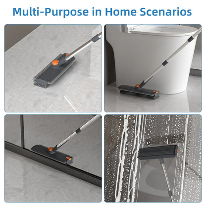 3-in-1 Floor Scrub Brush with Long Handle – Heavy-Duty Stiff Bristles for Bathroom, Kitchen, Patio & More 🧽✨