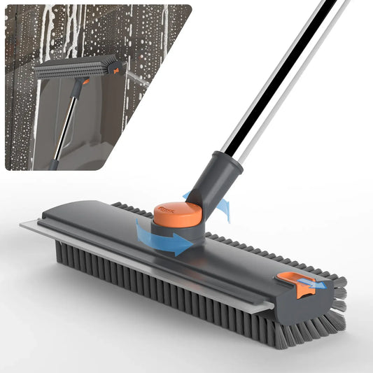 3-in-1 Floor Scrub Brush with Long Handle – Heavy-Duty Stiff Bristles for Bathroom, Kitchen, Patio & More 🧽✨