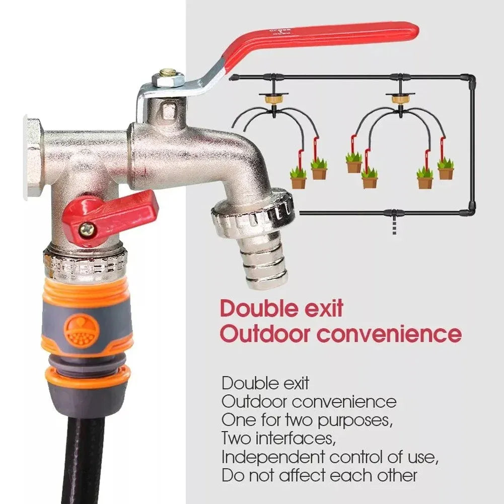 Double Outlet Garden Faucet – Independent Valves, Heavy-Duty & Easy Install