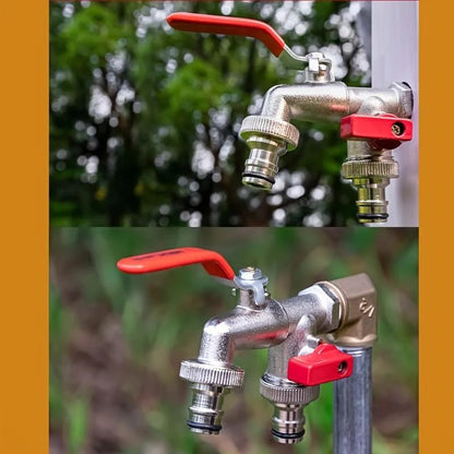 Double Outlet Garden Faucet – Independent Valves, Heavy-Duty & Easy Install