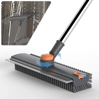 3-in-1 Floor Scrub Brush with Long Handle – Heavy-Duty Stiff Bristles for Bathroom, Kitchen, Patio & More 🧽✨