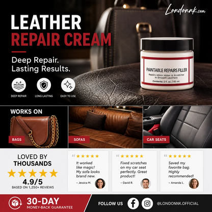 Leather repair cream – fills deep scratches & cracks, restores smooth feel, safe for all leather types!