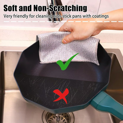 Wet Dry Non-Scratch Wire Dishcloth, Reusable Kitchen Cleaning Rag