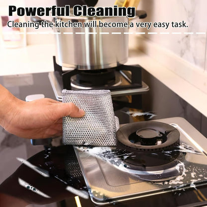 Wet Dry Non-Scratch Wire Dishcloth, Reusable Kitchen Cleaning Rag